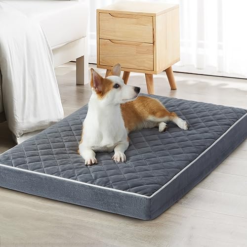 Image of WNPETHOME Orthopedic Dog Bed Medium Size Dog, Waterproof Medium Dogs Bed with Removable Washable Cover, Multi-Needle Quilting Dogs Crate Bed