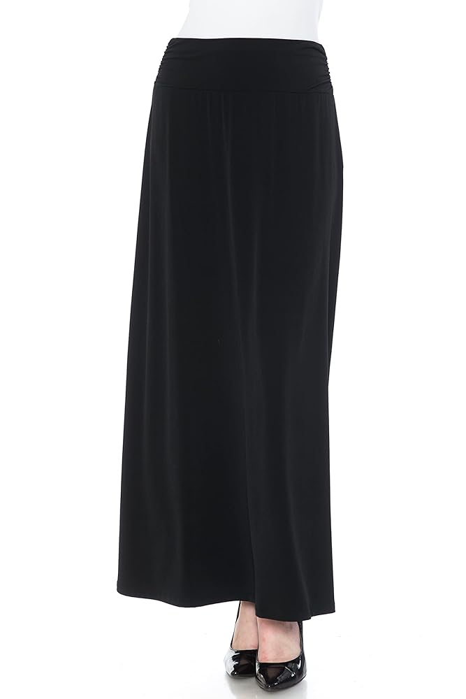 LEEBE Women's Plus Size Maxi Skirt (1X-5X) (Small, Black) at