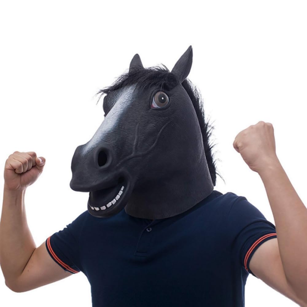 Amazon.co.jp: Topcosplay アニマルマスク 馬 馬の頭 かぶりもの