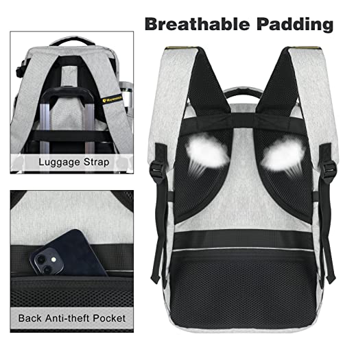 MAYMOONER Travel Backpack for Men Women with USB Charging Port,TSA Flight Approved Carry on Backpack,15.6 inch Laptop Backpack for College School Business Trip Grey4