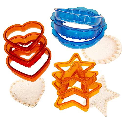 Yjiaka Sandwich Cutter and Sealer 3 Pcs Uncrustable Sandwich Cookie Cutters Cut Set, Cute Shapes with Heart Star Round Sandwich Cutters for Kids Lunch, Bread Press Mold for Girls Boys