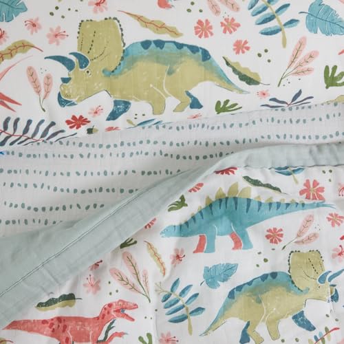 Image of Little Unicorn Toddler Bedding 3-Piece Set | Includes Comforter, Crib Sheet & Pillowcase | Soft & Breathable Muslin Fabric | for Convertible Cribs & Toddler Beds (Boho Dino)