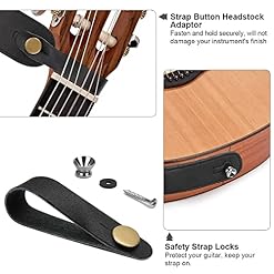 Philorn Sangle de guitare réglable en cuir véritable avec extrémités en jacquard tissé pour guitare acoustique… - Les Beatles, Paul McCartney, John Lennon, RIngo Starr, George Harrison Philorn Sangle de guitare réglable en cuir véritable avec extrémités en jacquard tissé pour guitare acoustique… – Image 3