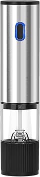 Electric Salt or Pepper Grinder, Stainless Steel and Black