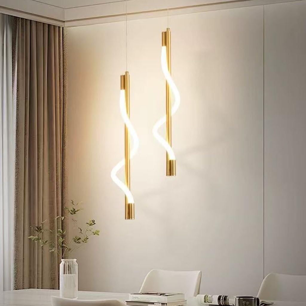 LED Pendelleuchte Modern Esstischlampe Hängelampe Kupfer Metall Hängeleuchten Höhenverstellbar Seilen Lichtschirm Kronleuchter Esszimmer küchen wohnzimmer Wärmes Licht Deckenbeleuchtung(Gold,1 head)