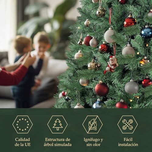 Miniatura 5 de Salcar Arbol De Navidad Artificial 210 Cm, Árbol De Navidad Con Guantes Y 868 Puntas De Rama, Pino De Navidad Con Soporte De Metal, Montaje Rápido, Ignífugo, Abeto
