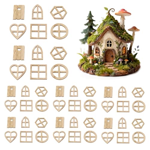 50pcs Doll House Windows Doors Craft Kit, Fairy Door Windows