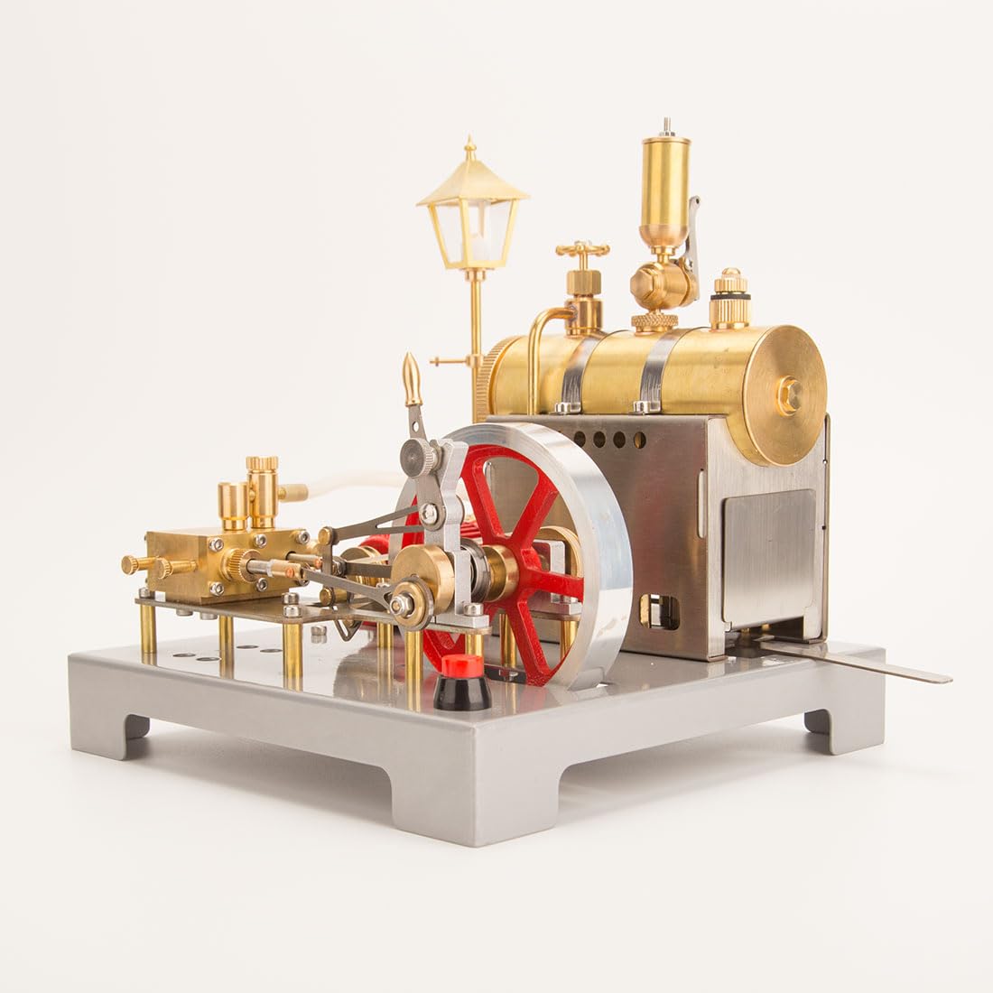 Retrol SE-02 Dampfmaschine Bausatz, 100+PCS DIY Montage Metall Umkehrbare Horizontale Stationäre Dampfmaschinen Modellbausätze mit Kessel/Generator/Straßenszene, Geschenk -KIT