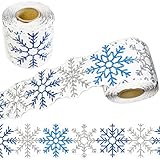 69 Feet Winter Snowflake Themed Bulletin Board Border, Christmas Snowflake Pattern Borders Trim Border Stickers Winters Classroom Decoration Strip Winter Christmas Classroom Blackboard Wall Decoration