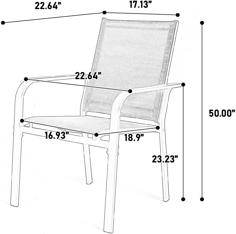 7-Piece Patio Dining Set with Rectangle Table and 6 Stackable Textilene Chairs, Outdoor Furniture for Garden Backyard Deck in Brown