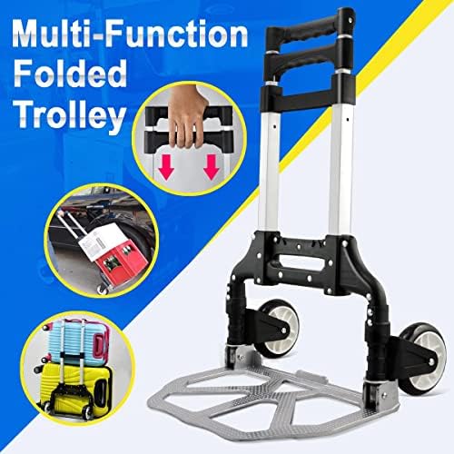 Yaheetech Aluminium Folding Foldable Hand Trolley, Sack Truck Barrow Cart, Heavy Duty Industrial Hand Truck, 75kg Load Capacity