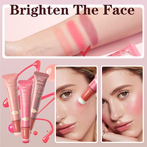 Rosarden Matte Beauty Blush Wand, Blush Stick For Cheek, Quick Dry Blendable Face Blush Liquid, Creamy Face Blush With Cushion Applicator, Lightweight Soft Cream Blush Makeup For Women And Girls, Rose Pink Blush #TOP6