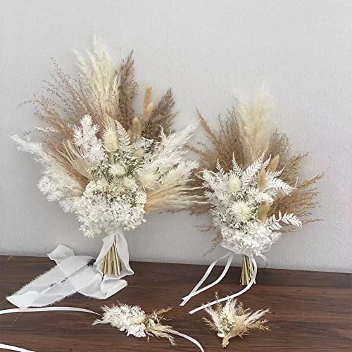 Natural Dried Flowers/Bridal Bouquet Pampas Grass/Bridesmaid Bouquet/Decorative Arch/Artificial Flower Arch/Wedding Arrangement/Boho 16# (Bridal Bouquet) #TOP1