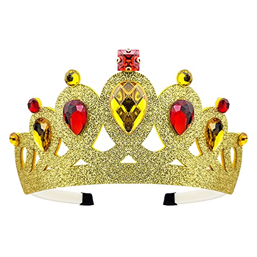 Princess Dress Up Crown,Princess Party Rhinestone Crown,Costume Accessories Birthday Halloween,Princess Headwear Girls Crown(Crown for Belle)