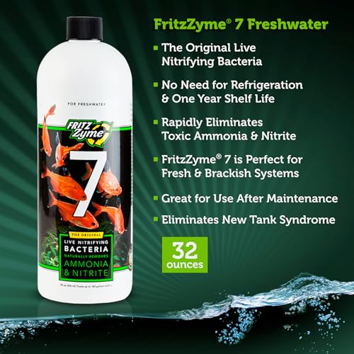 Fritz Aquatics FritzZyme 7 Live Nitrifying Bacteria Naturally Removes Amonia & Nitrite for Freshwater Fish (32-Ounce)
