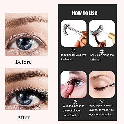 Ciglia Finte, 10 Paia di Ciglia a Strisce Russe