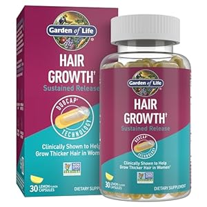 Garden of Life Women Hair Growth Supplement for Thicker Hair with Hyaluronic Acid, Silica, Biotin, Zinc, Selenium, Probiotics + Clinically Studied Keranat – 30 Lemon Capsules, Multivitamin for Men
