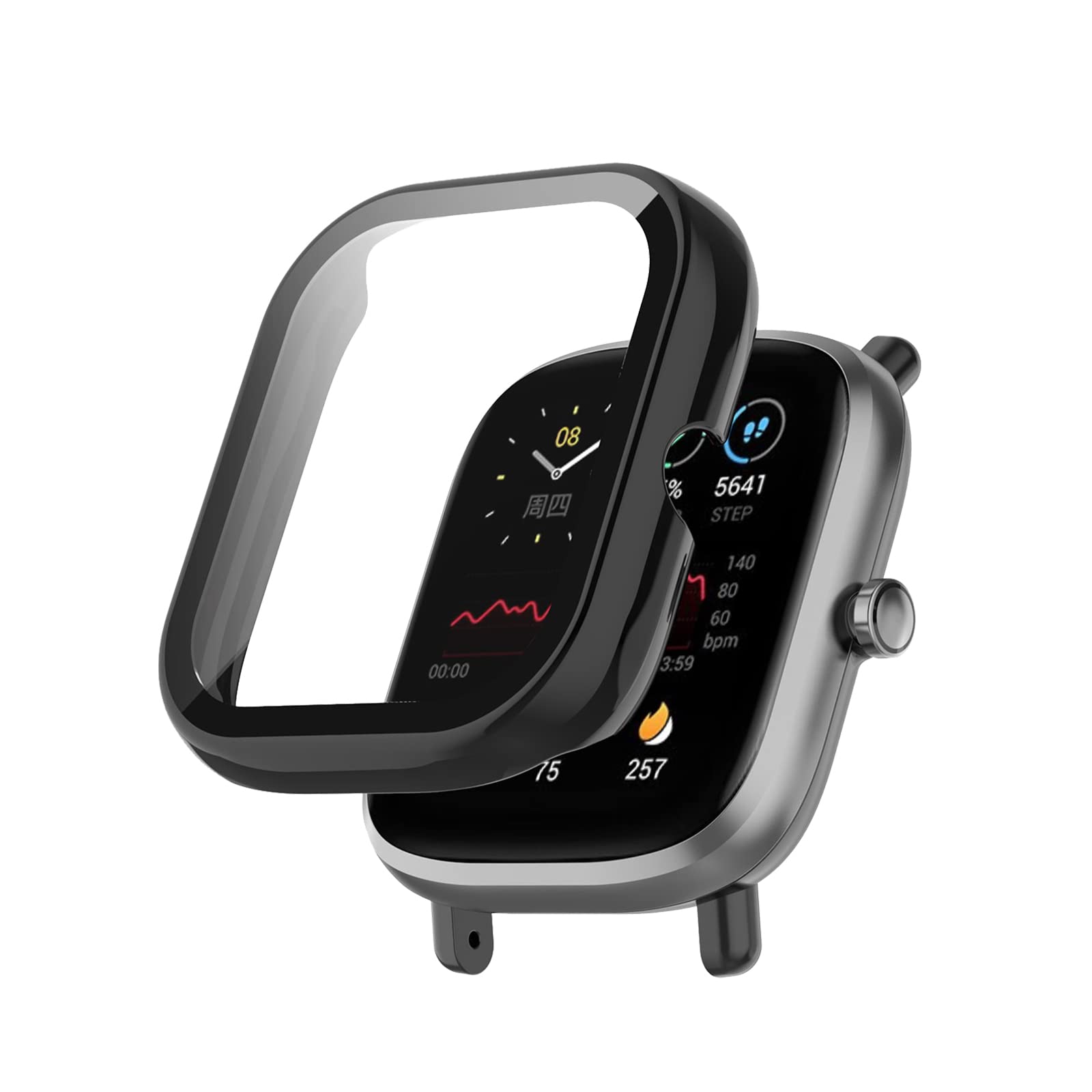 SeNool Custodia Compatibile con Amazfit Bip 3/Bip 3 Pro, PC Cover Rigida con Vetro Temperato Protezione di Schermo, [Durezza 9H] Case Compatibile con Bip 3 Pro/Bip 3 - Rosa