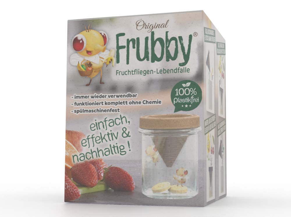 Die nachhaltige Fruchtfliegen-Lebendfalle - geeignet für Taufliegen Obstfliegen Essigfliegen - wiederverwendbar - spülmaschinenfest - 100% plastikfrei - ohne Chemie (3'er Pack)