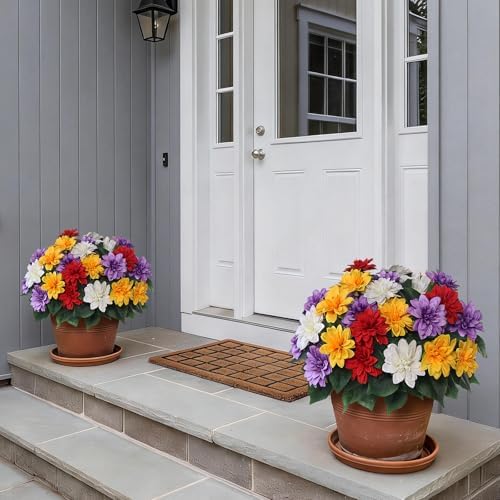 8 Bundles 17"Artificial Dahlia Flowers for Outdoor Decor(Mixed Color)