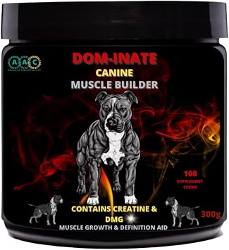Dog Muscle Builder All Breeds Muscle Gainer for Dogs Dominate Bully Maximum Gain Strength Energy Chew