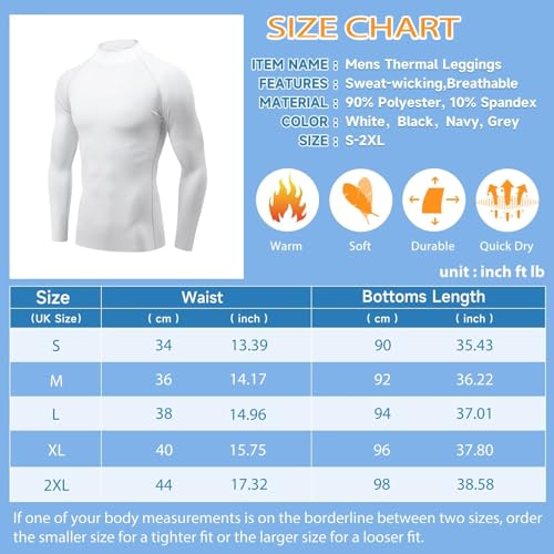 Sillictor Thermal Tops for Men Long Sleeve Turtleneck Ski Base Layer Mens Quick Dry Cycling Running Golf Football Underlayer Men Fleece Compression Shirts,Muscle Support High Wicking 33237 White XL - Image 7