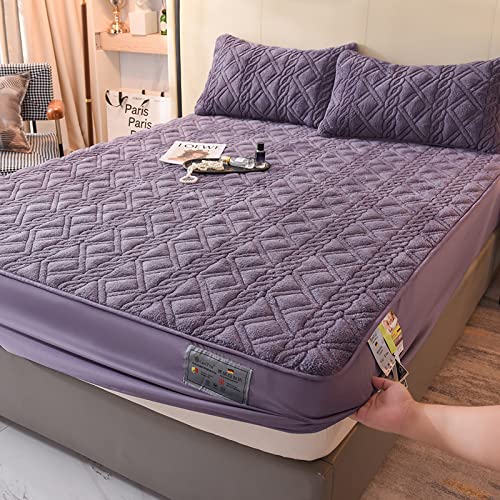 Sábana bajera ajustable acolchada de forro polar coral grueso, funda de colchón de terciopelo cálido, 180 x 200 cm, ropa de cama acogedora y cómoda, esencial, 1 pieza