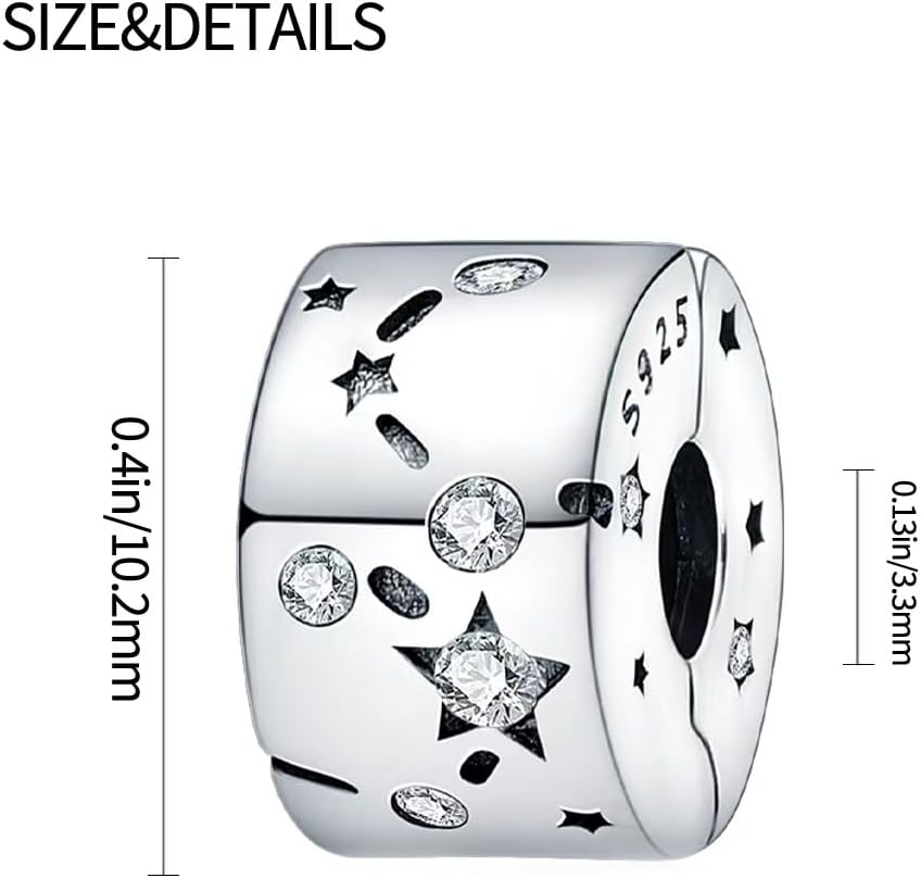 LNQOBU Clip/Stopper Beads Charms for Bracelets & Necklaces 925 Sterling Silver for Pandora Snake Chain Bracelets Jewelry Gift for Women - Image 5