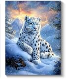 Snow Leopard in Snow Paint by Numbers Kit for Adults, 16'x20' Canvas Painting Kit for Beginners, Modern Aesthetic DIY Paint by Number on Canvas for Home Wall Decor 431