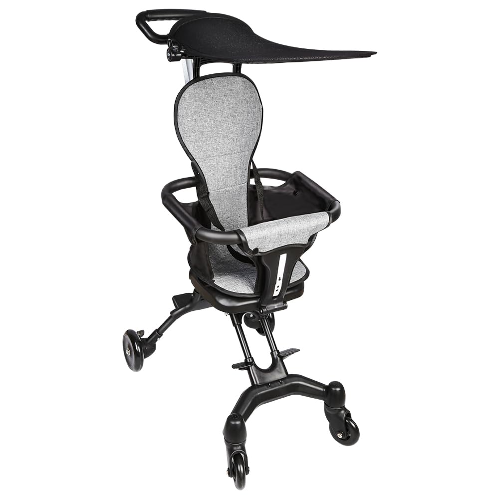 OHMG Poussette Canne Bébé 0-3 Ans avec Auvent,Poussette Haute Paysage Pliable avec Siège Réversible, Roues avec Frein, Sac de Transport, Charge 25kg,Poussette Compacte