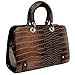 MG Collection Vintage Style Crocodile Tote Framed Bag