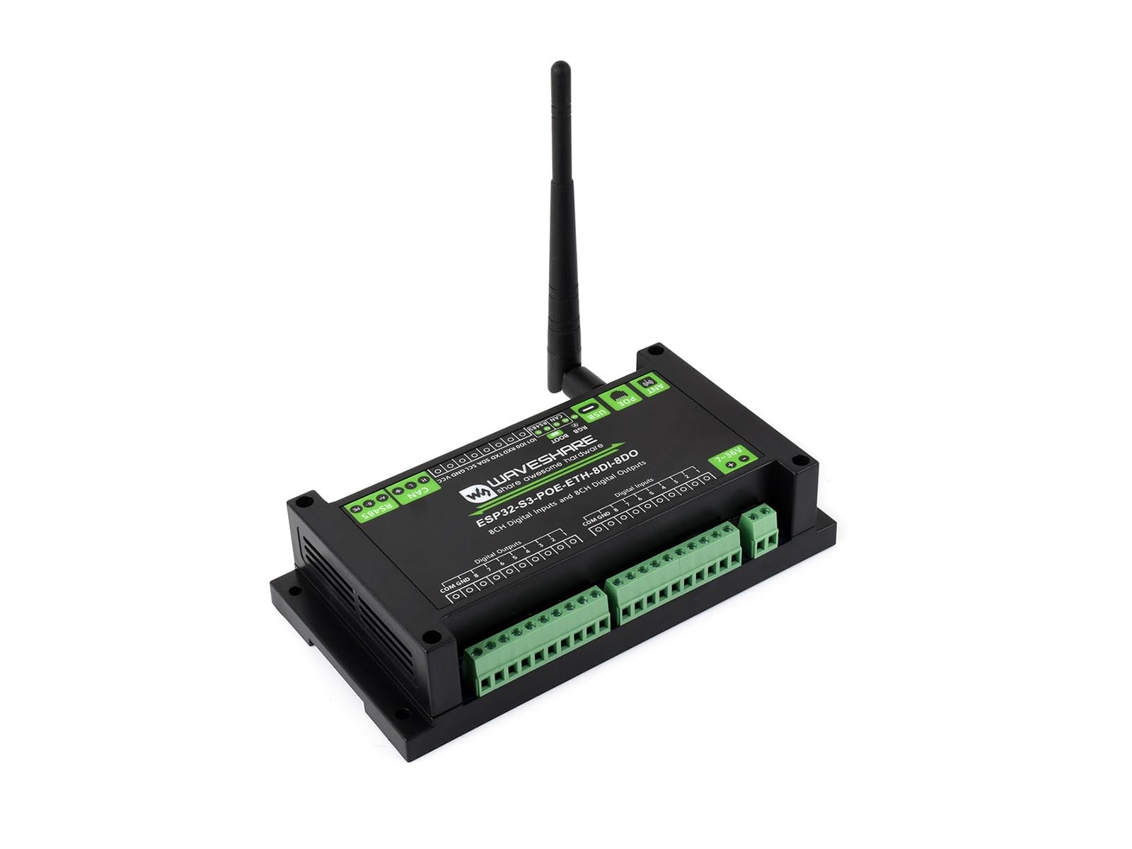 Waveshare Industrial ESP32-S3 8-Channel Control Board Digital Input/Output Controller Supports WiFi/Bluetooth / RS485 / Can/Ethernet Port
