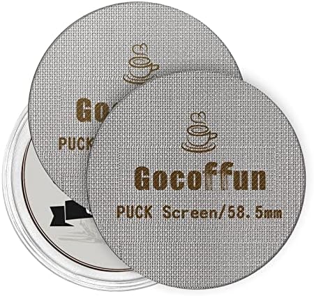 Gocoffun Espresso Puck Screen 58.5mm, Coffee Portafilter Lower Shower Contact Screen,2 Pack 1.7 mm Thickness 316L Stainless Steel Reusable Puck Filter Screen Coffee Accessories