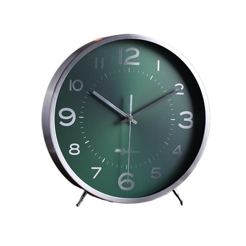 shangguanyun456 Vintage table clock Desk Clock Vintage Table Shelf Clocks Quartz Old Fashioned Living Room Non-ticking Desktop Decoration(Green)
