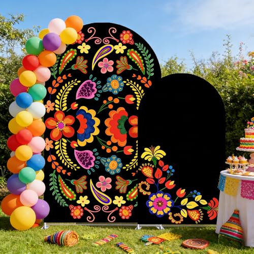 Funda Arco Spandex Diseño Floral Mexicano 6.5x3ft miniatura 4