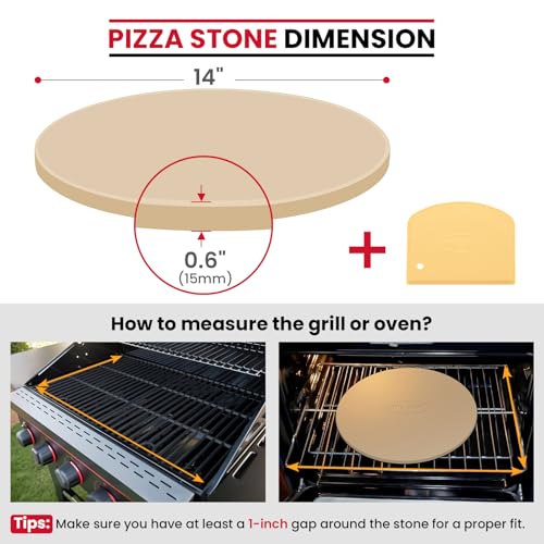image for Unicook 14 Inch Round Pizza Stone, Heavy Duty Cordierite Baking Stone 