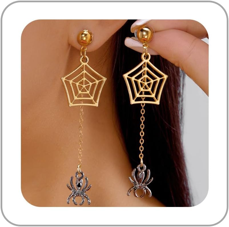 Halloween Earrings for Women Goth Skull Spider Drop Dangle Earring Punk Pumpkin Earring Emo Accessories Halloween Prom Jewelry Costume Accessories
