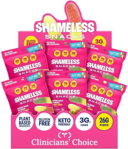 Shameless Snacks Sour Gummy Worms - Sour Candy &amp; Fruit Snacks, Keto