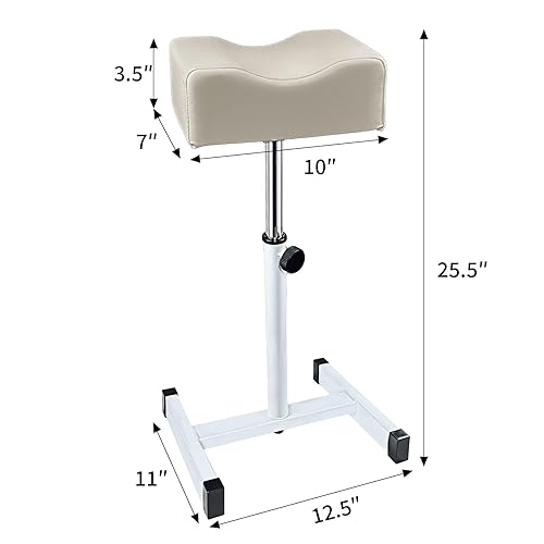 Miniatura 18 de Reposapiés de pedicura, taburete de pedicura de altura ajustable, soporte de pedicura para salón en casa, tatuaje, tecnología de uñas (blanco)
