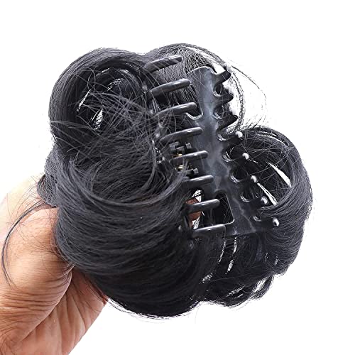 Image of Artificial Juda Hair Bun With Clutcher Hair Accessories Hair Extension & Hair Wigs Hair Juda For Women & Girls, Black (Golden Highlight)