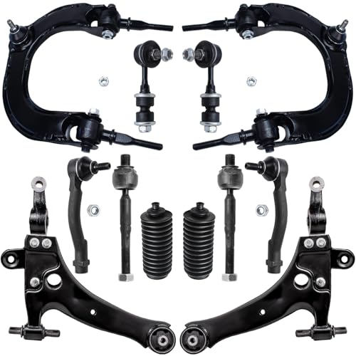 Image of Detroit Axle - 12pc Front End Kit for 2001-2005 Hyundai Sonata 2001-2006 XG300 XG350 Kia Optima, 2 Upper Control Arms with Ball Joint 2 Lower Control Arms 2 Sway Bars 4 Tie Rods 2 Boots Replacement