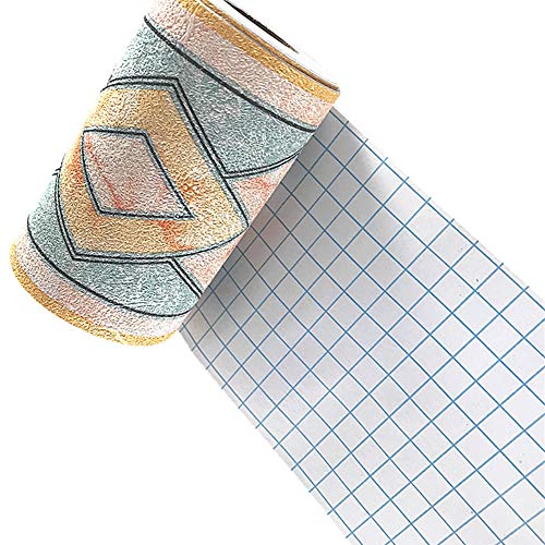 Simplemuji 3D Self Adhesive Blue Diamond Waterproof Wallpaper Border Peel And Stick For Bathroom Kitchen Counter Top Tiles Sticker,4 Inch By 16.5 Feet #TOP2