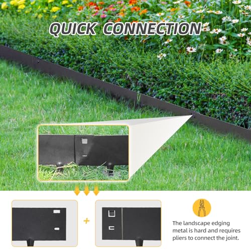 LMYYGOO 5PCS Steel Landscape Edging 39 x 3 Inch Black Garden Edging Border Length Flexible Landscape Edging Anchoring Stakes - Thumbnail 6