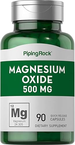 Piping Rock Cápsulas de óxido de magnesio de 500 mg | 90 unidades | Suplemento sin OMG, sin gluten