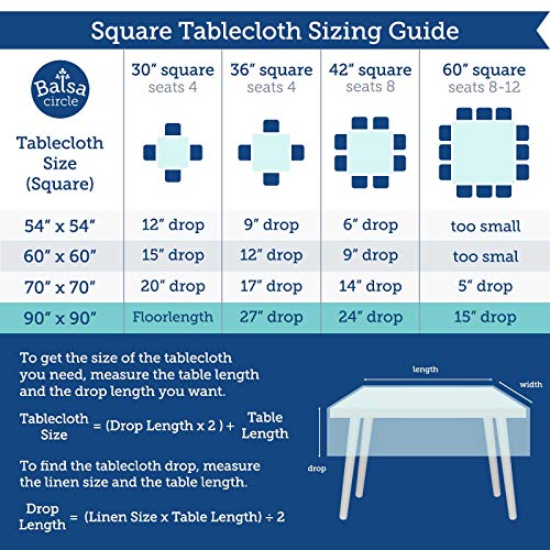 Balsa Circle 6 pcs 90x90-Inch Beige Square Polyester Tablecloths Table Cover Linens for Wedding Party Catering Kitchen Dining Even