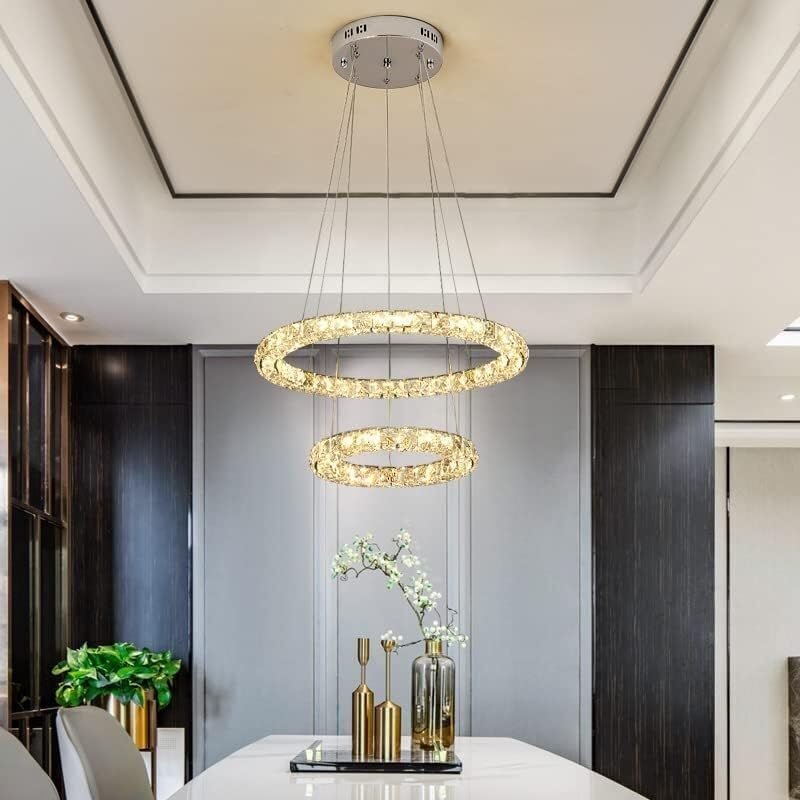 Lustre en cristal en acier inoxydable luminaire chandelier de plafond haut de gamme