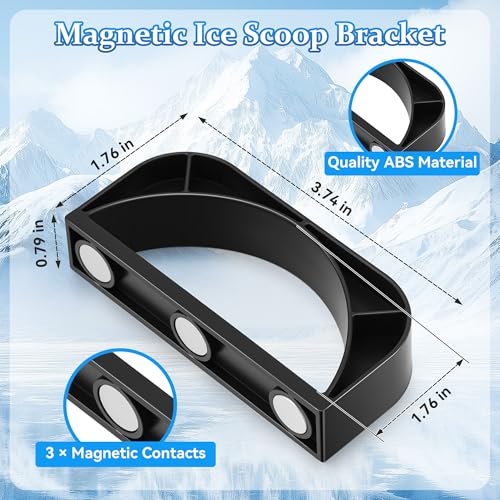 Image of Ice Scoop with Magnetic Scoop Holder Compatible with GE Opal 2.0 Nugget Ice Makers, 9 In Low-Carbon Stainless Steel Alloy Scooper for Kitchen Refrigerator Accessory Pet Food Scooper(Black)