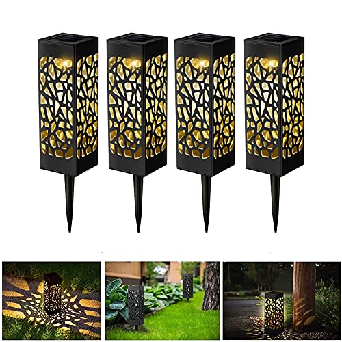 Preisvergleich Produktbild Kefflum Wegeleuchten Solarleuchten Garten LED Solarlampe Gartenleuchte für draußen 4 Stück Warmweiße LED Wasserdicht IP55,600mAh Batterie, Decorative Solarlampe für Terrasse Garten Rasen Hof Gehweg