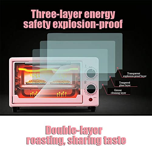 LJXX Mini-oven, pizzaoven, grilloven, oven, huishoudelijk koken, multifunctioneel, automatisch, mini-elektrische oven, convectie, toonbank, broodrooster, oven, roze - Afbeelding 7