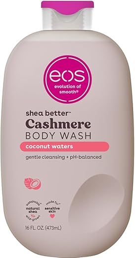 eos Cashmere Body Wash – Coconut Waters, Moisturizing Body Wash, Creamy Gel Formula, with Shea Butter, Glycerin, Vitamin E, pH Balanced, Sensitive...
